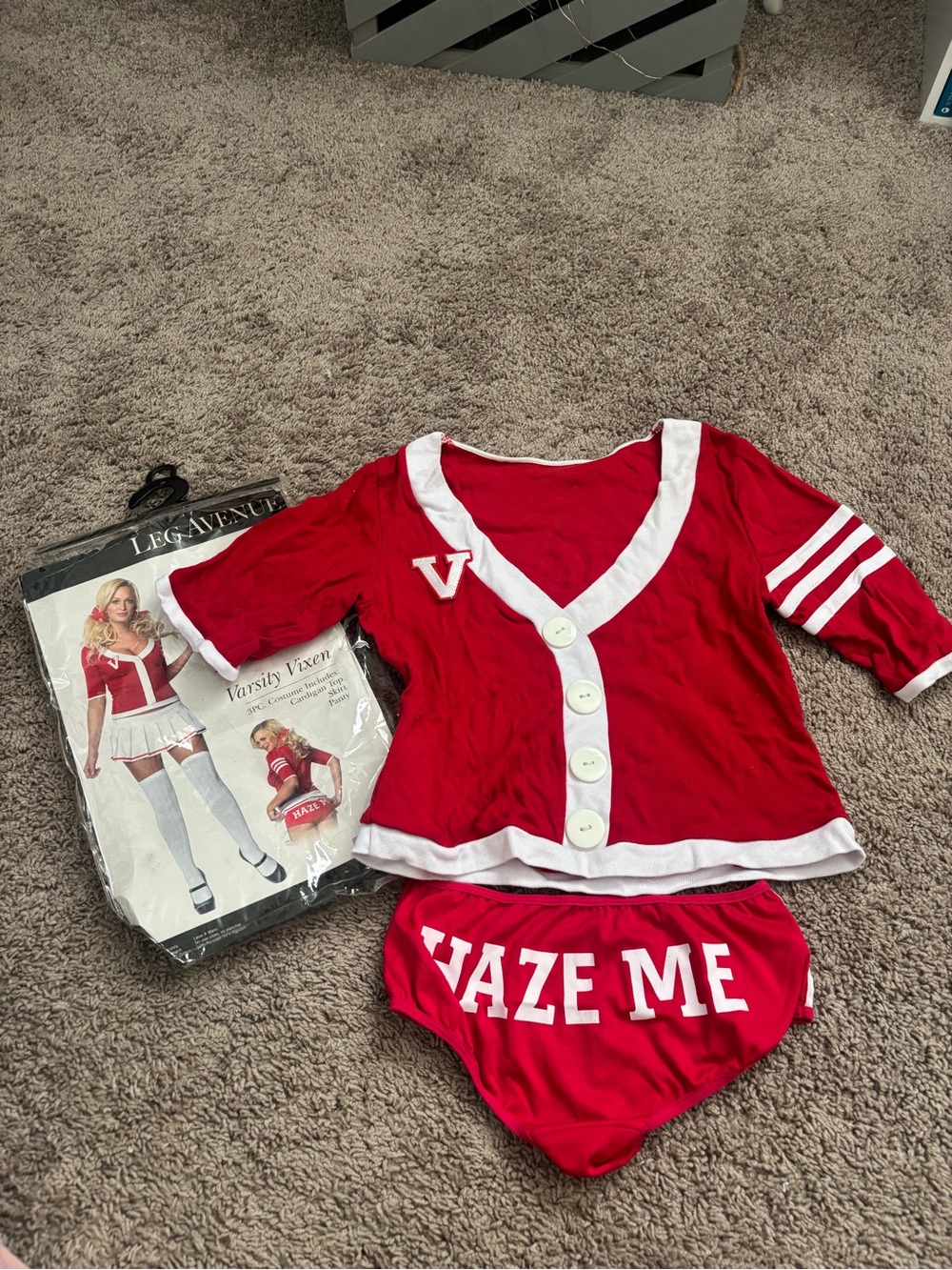 Leg Avenue Red and White Varsity Cheerleading Costume Set